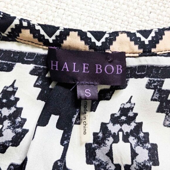 HALE BOB Tribal Print Henley Silk Blouse Small - Picture 5 of 5